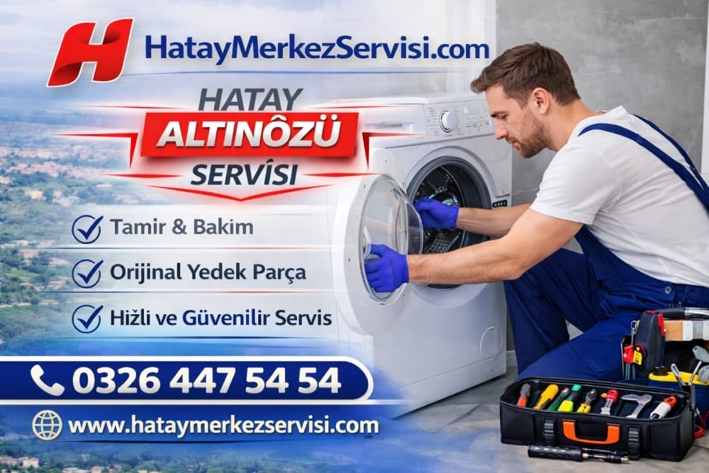 Altınözü Profilo Servisi teknisyeni çamaşır makinesi arızasını yerinde onarırken