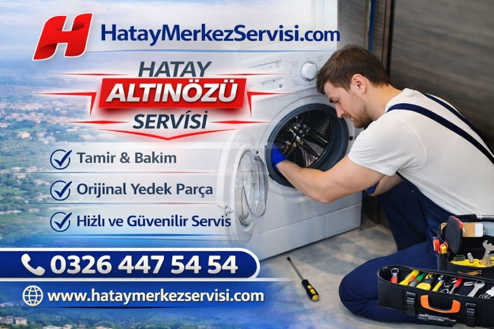 Altınözü Profilo Servisi teknik ekibi çamaşır makinesi tamiri yaparken