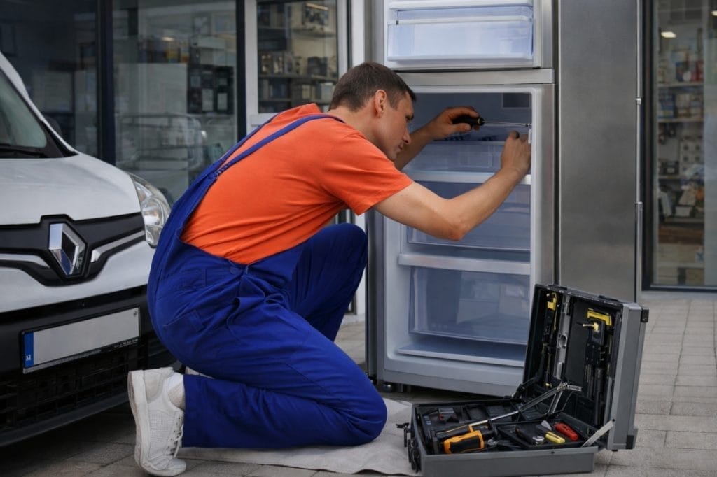 Hatay Arçelik servisi teknik servis ustası buzdolabı tamiri yapıyor